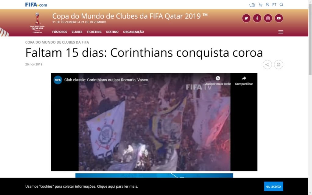 Fifa lembra título do Corinthians em edição inaugural do Mundial e chama  Edílson de incomparável, corinthians