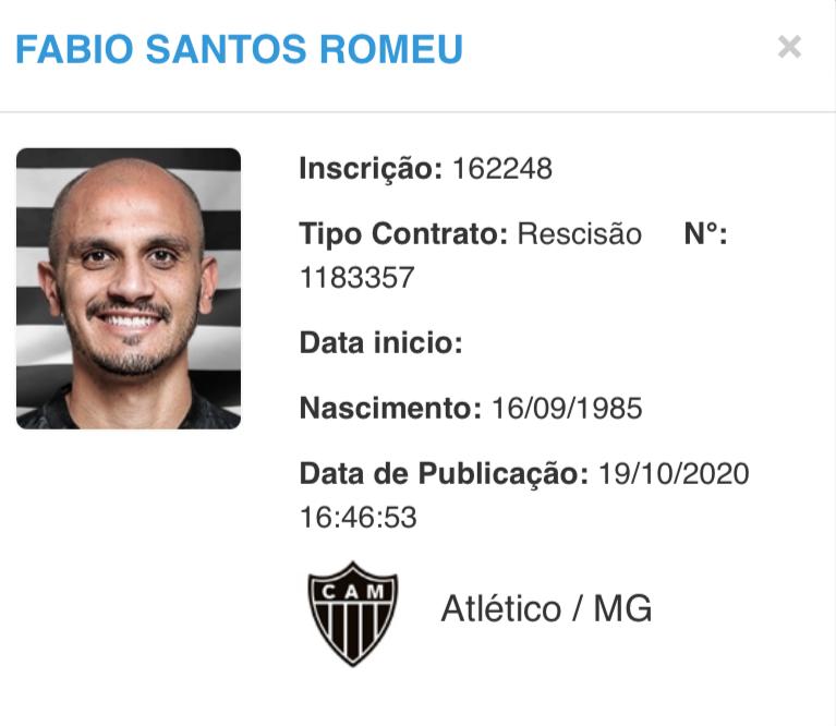 Contrato de Fábio Santos com o Galo Mineiro, que vencia em dezembro, foi rescindido e lateral está livre para assinar com o Corinthians. Créditos: Imagem Reprodução BID CBF - central do timão
