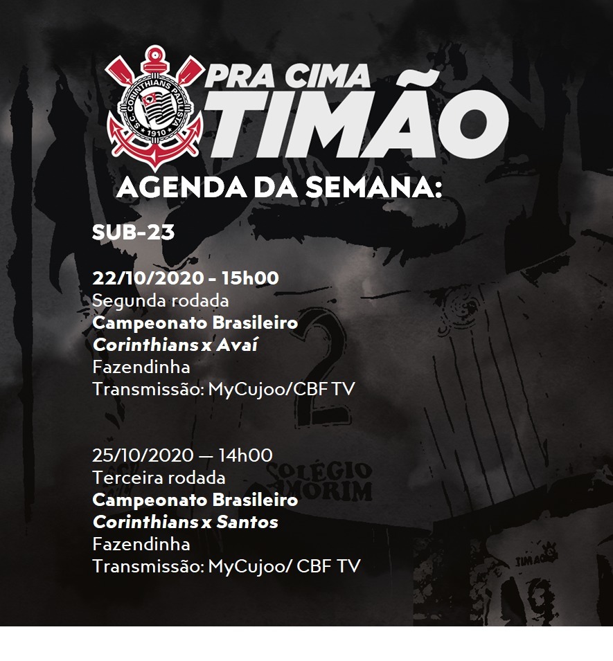 Agenda da semana do Corinthians no Brasileiro de Aspirantes - Imagem: Divulgação 