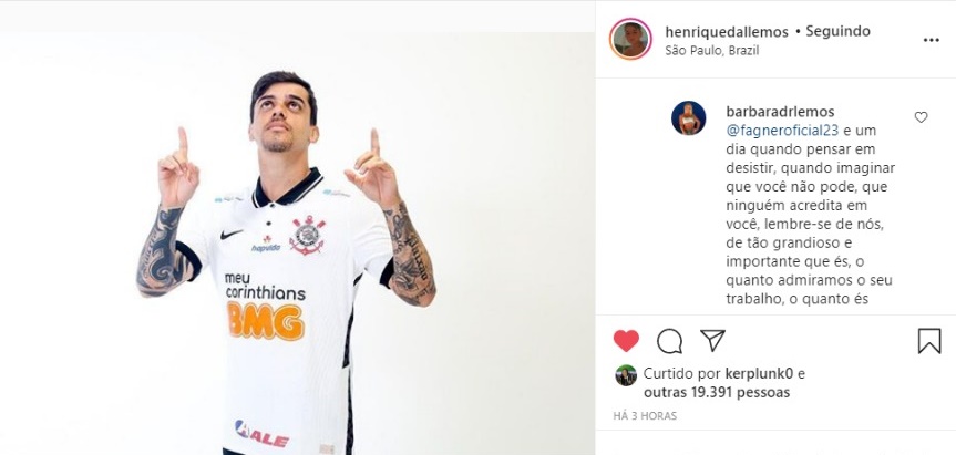 Foto: Reprodução Instagram Henrique Lemos
 central do timão