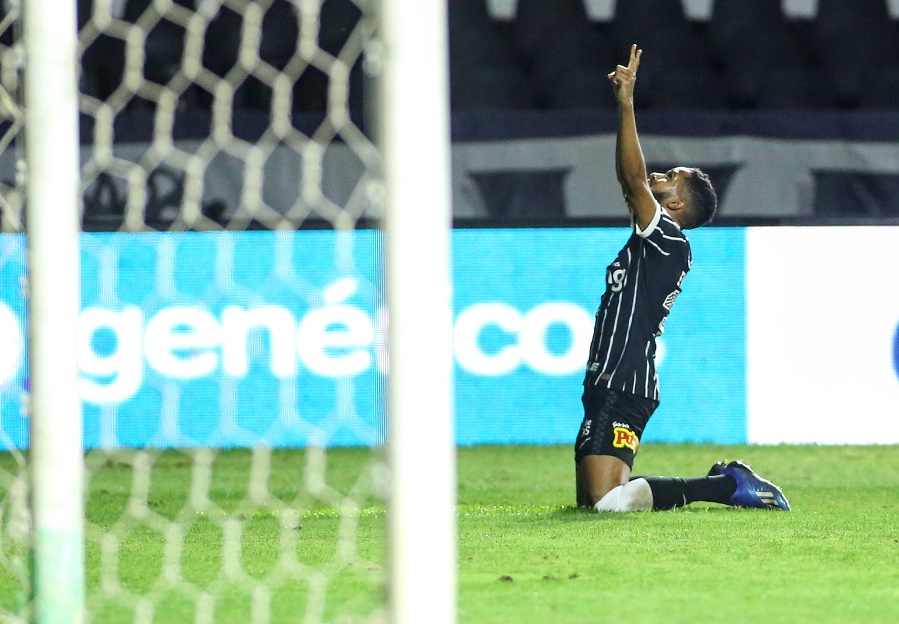 O atacante Everaldo comemora seu gol contra o Vasco da Gama em São Januário, Vasco 1x2 Corinthians, pelo Brasileirão 2020. Foto: Rodrigo Coca/Ag. Corinthians
