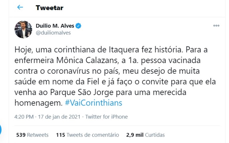 Reprodução Twitter Duílio