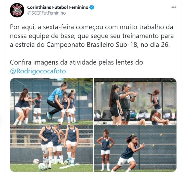Corinthians Feminino começa atividades para 2021 no Parque São Jorge. Foto Reprodução Twitter// Rodrigo Coca/Ag. Corinthians

