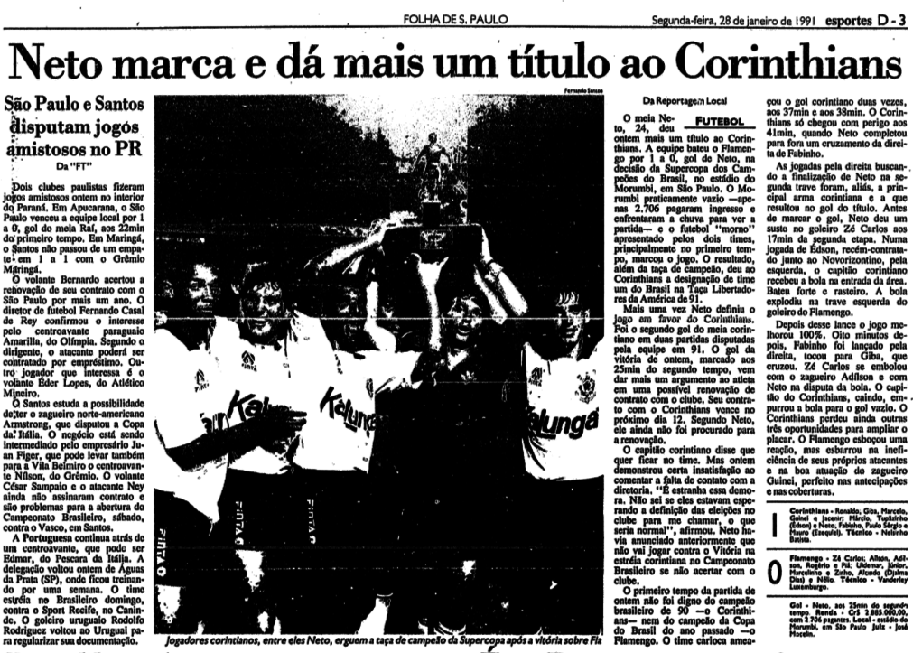 Jornal Folha de São Paulo 28/01/1991 - reprodução
