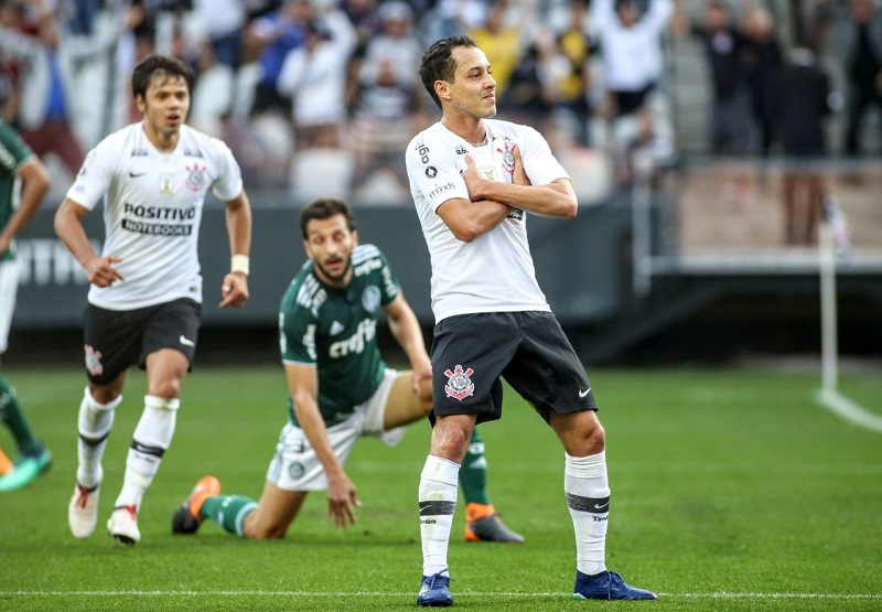 Rodriguinho comemora gol contra o rival Palmeiras. Foto: © Rodrigo Coca/Ag. Corinthians |
