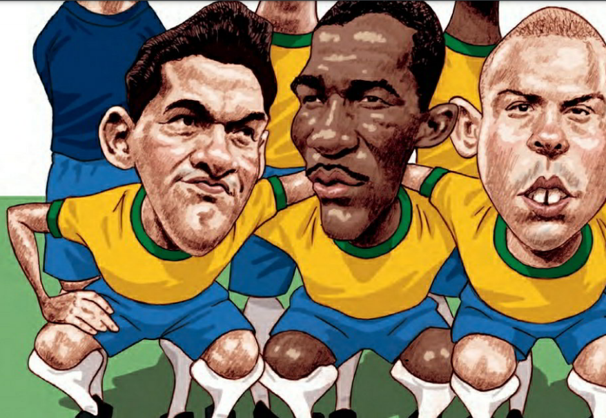 Garrincha e Ronaldo fazem parte do 11 titular da Seleção Brasileira de todos os tempos da Placar. Imagem Reprodução Revista Placar