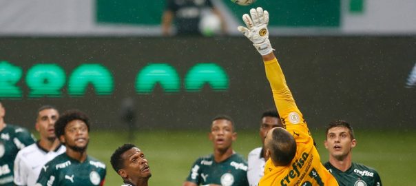 Corinthians x Palmeiras Allianz Parque Weverton Palmeiras makes a save during the Brazilian League Campeonato Brasileiro game between Palmeiras and Corinthians, Palmeiras won the game 4-0. Palmeiras x Corinthians PUBLICATIONxNOTxINxBRA