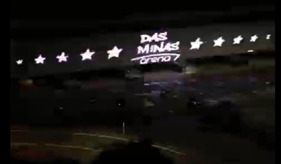 Em homenagem ao Corinthians Feminino, a Neo Química Arena trocou seu nome por Das Minas Arena. Foto Reprodução vídeo Neo Química.
