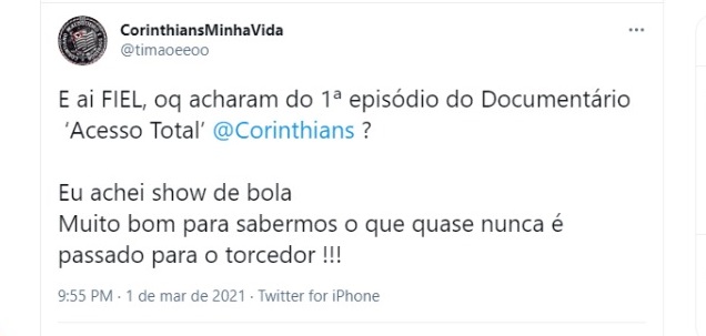 SCCP News on X: Documentário Acesso total rendeu dinheiro ao  Corinthians. Por uma cláusula de confidencialidade imposta pelo próprio  canal de televisão, o valor desembolsado ao Corinthians não será divulgado  📰 @MeuTimao