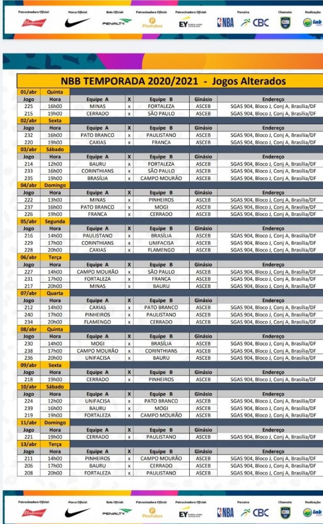 Confira a tabela de jogos do Timão no 1º turno do NBB