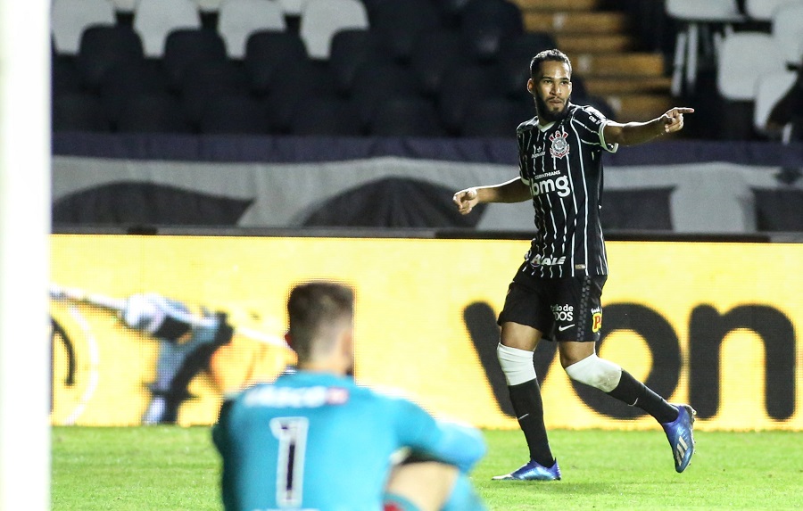 Everaldo comemora gol diante do Vasco da Gama, pela 18ª rodada do Campeonato Brasileiro 2020. Foto: Rodrigo Coca//Agência Corinthians
