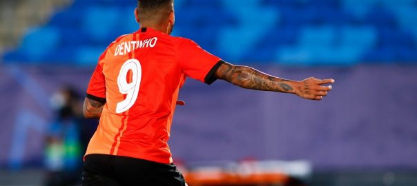 October 21, 2020, Valdebebas, MADRID, SPAIN: Bruno Dentinho Ferreira of Shakhtar Donetsk celebrates a goal during the UEFA Champions League football match played between Real Madrid and Shakhtar Donetsk at Alfredo Di Stefano stadium on October 21, 2020 in Madrid, Spain. Valdebebas SPAIN - ZUMAa181 20201021_zaa_a181_127 Copyright: xOscarxJ.xBarrosox