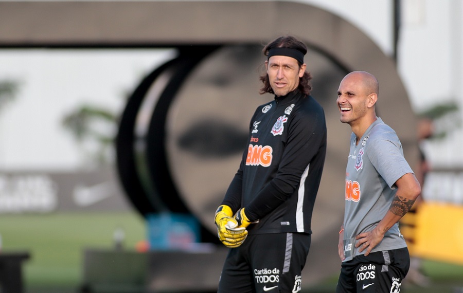 Cássio e Fábio Santos no CT Joaquim Grava - Foto Rodrigo Coca Ag. Corinthians
