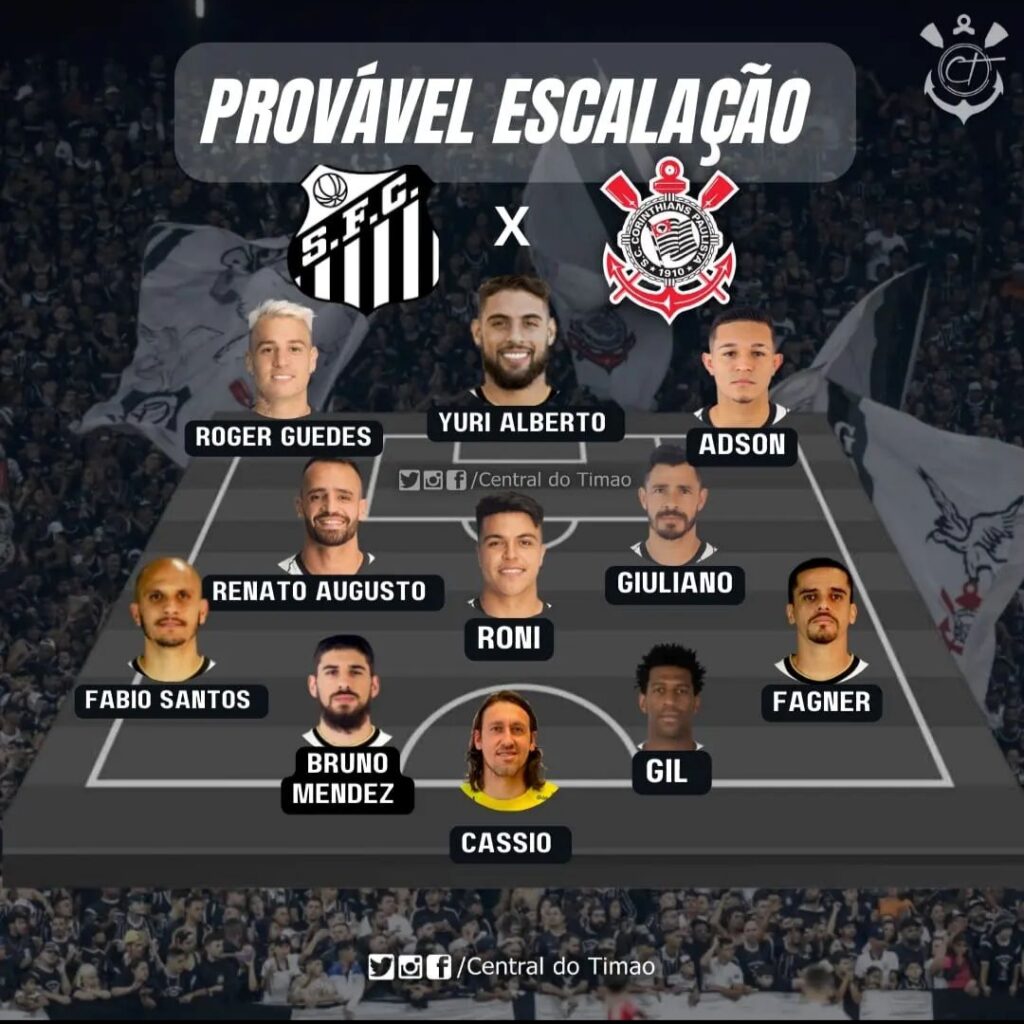 Santos x Corinthians: as prováveis escalações dos time para a