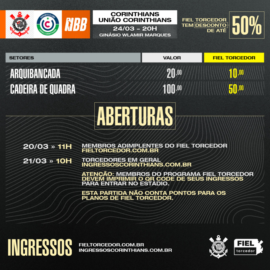 Corinthians divulga venda de ingressos para próximos jogos do NBB; veja  como comprar