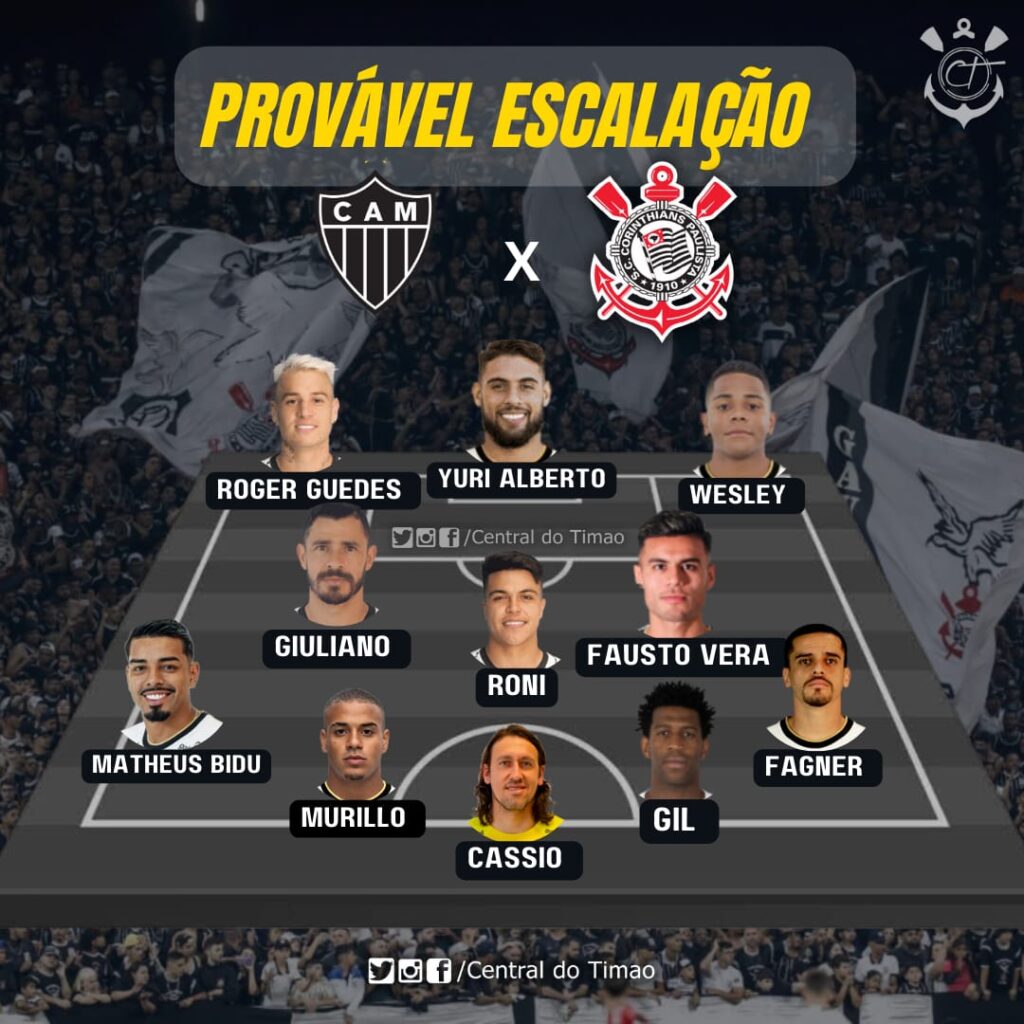 A escalação do Corinthians para o próximo jogo